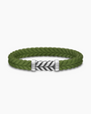 DY Gents Chevron Bracelet in Green Rubber with Sterling Silver, 9mm