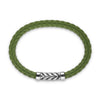 DY Gents Chevron Bracelet in Green Rubber with Sterling Silver, 9mm