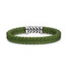 DY Gents Chevron Bracelet in Green Rubber with Sterling Silver, 9mm