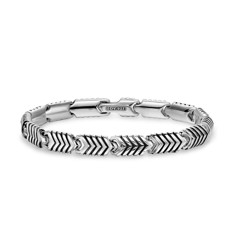 DY Gents Chevron Link Bracelet in Sterling Silver, 7.6mm - NAGI