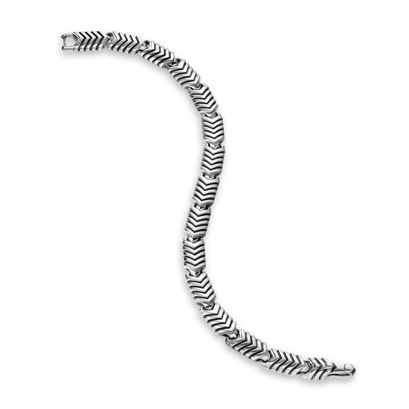DY Gents Chevron Link Bracelet in Sterling Silver, 7.6mm - NAGI