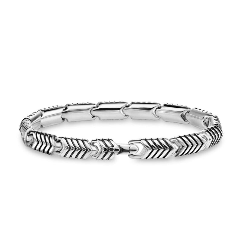 DY Gents Chevron Link Bracelet in Sterling Silver, 7.6mm - NAGI