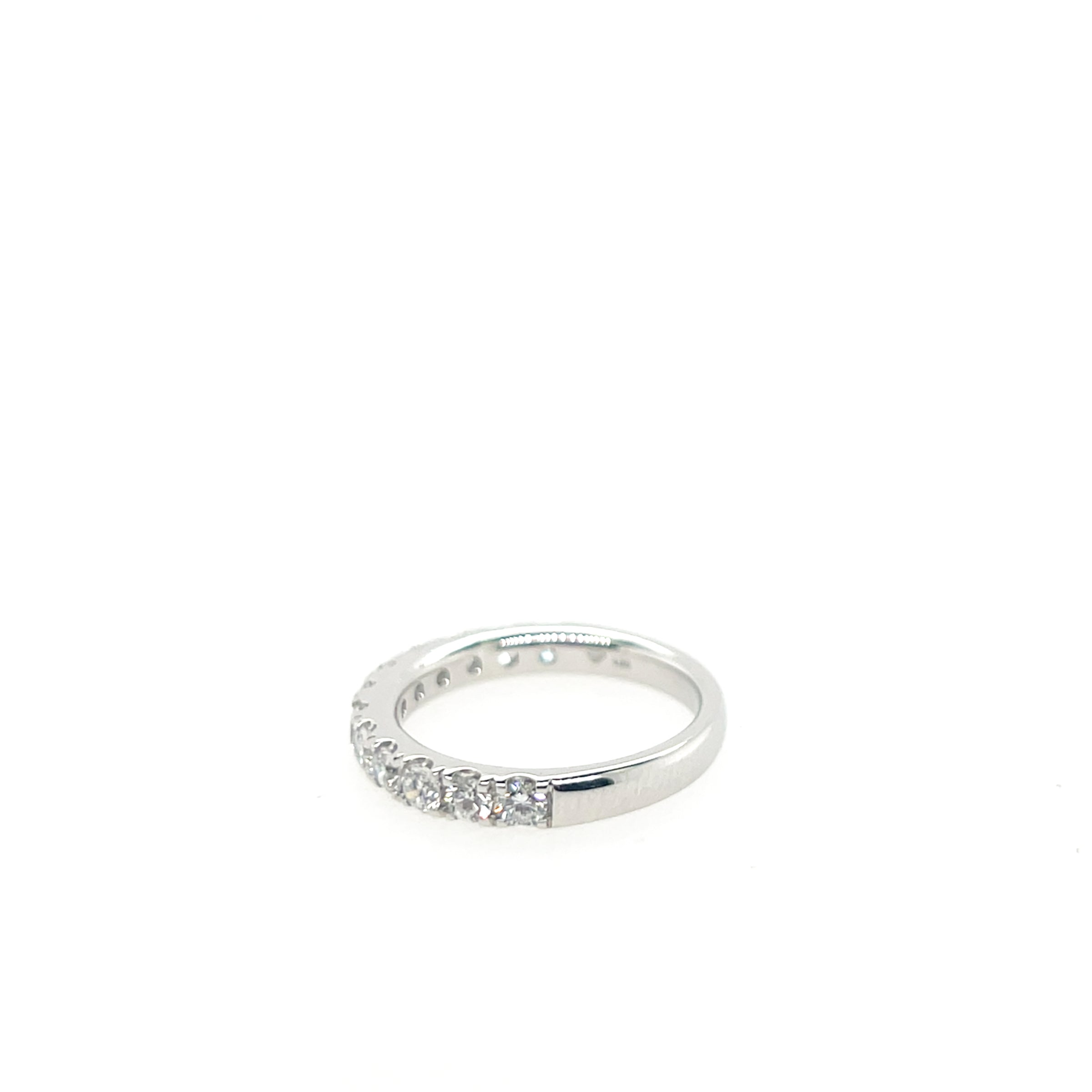 14K White Gold Prong Sharing Round Lab-Grown Diamond Band - NAGI