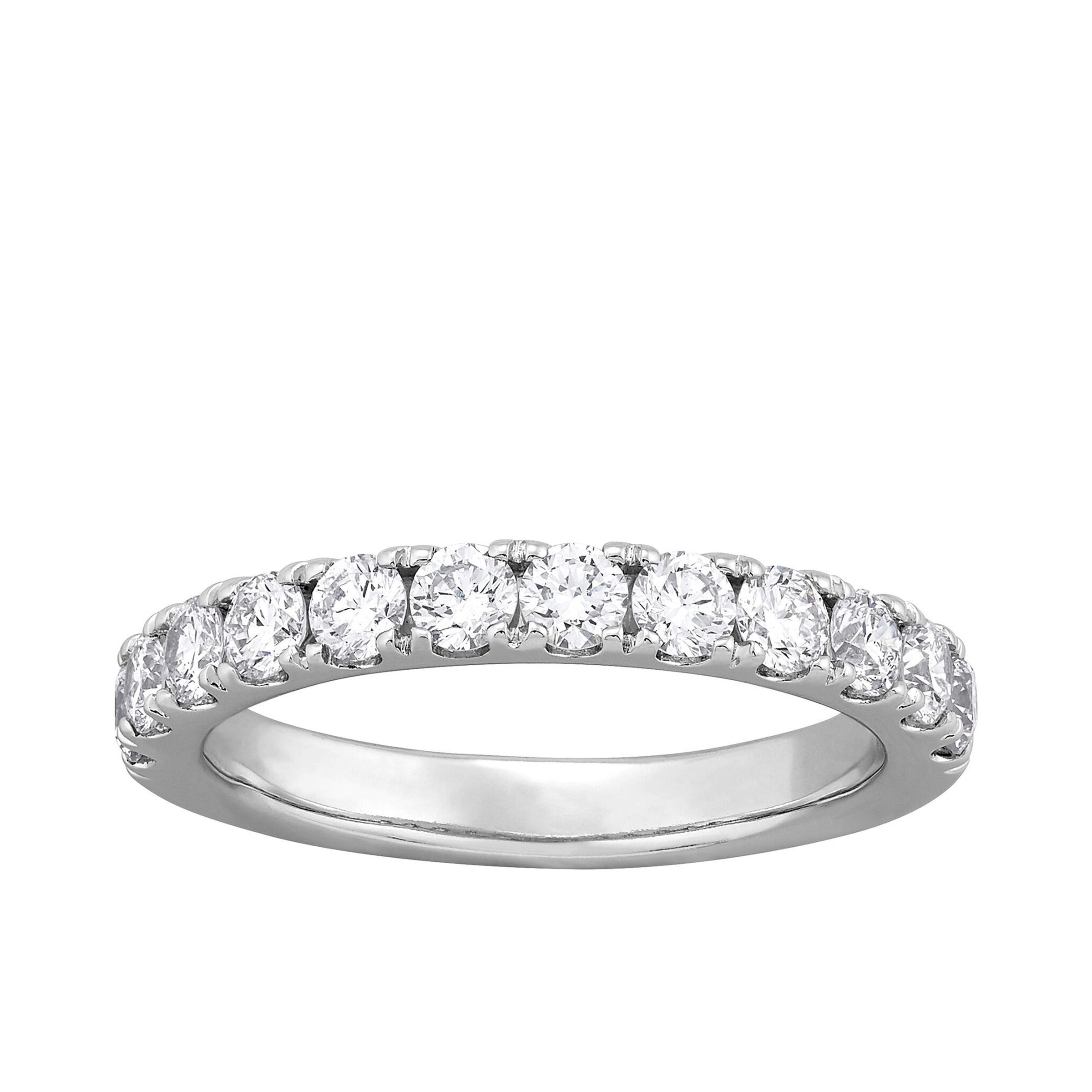 14K White Gold Prong Sharing Round Lab-Grown Diamond Band
