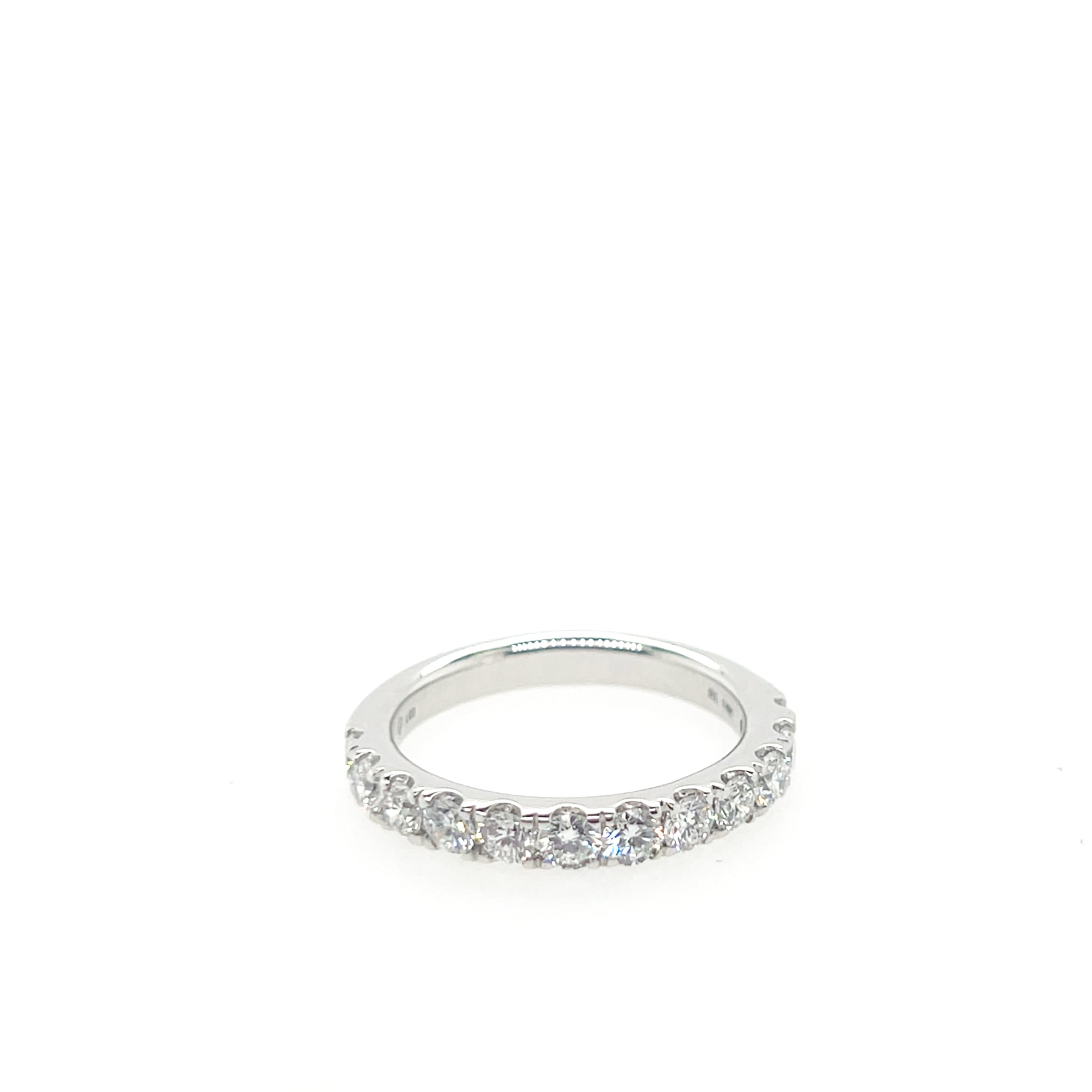 14K White Gold Prong Sharing Round Lab-Grown Diamond Band - NAGI