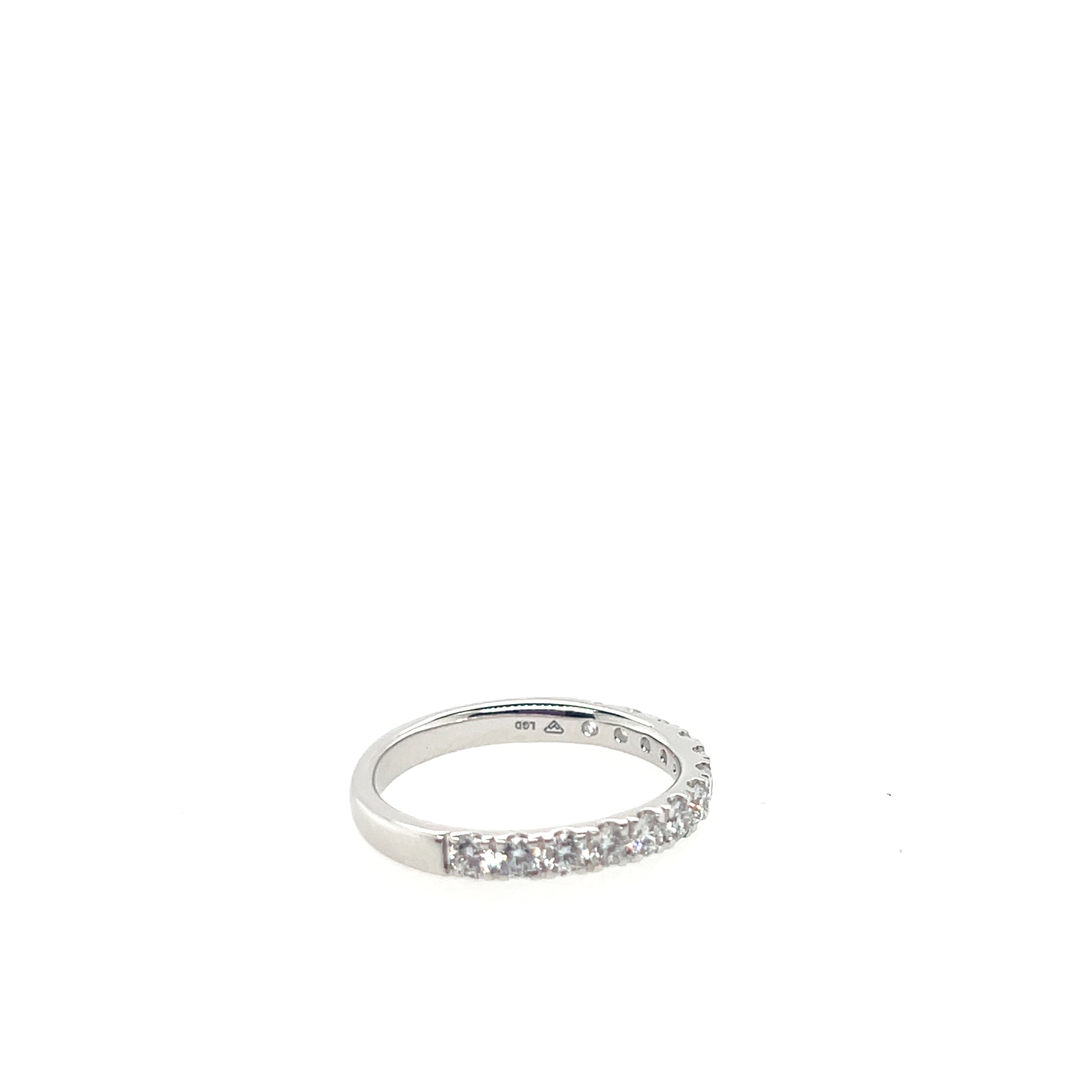 14K White Gold U-Style Round Lab-Grown Diamond Band