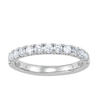 14K White Gold U-Style Round Lab-Grown Diamond Band
