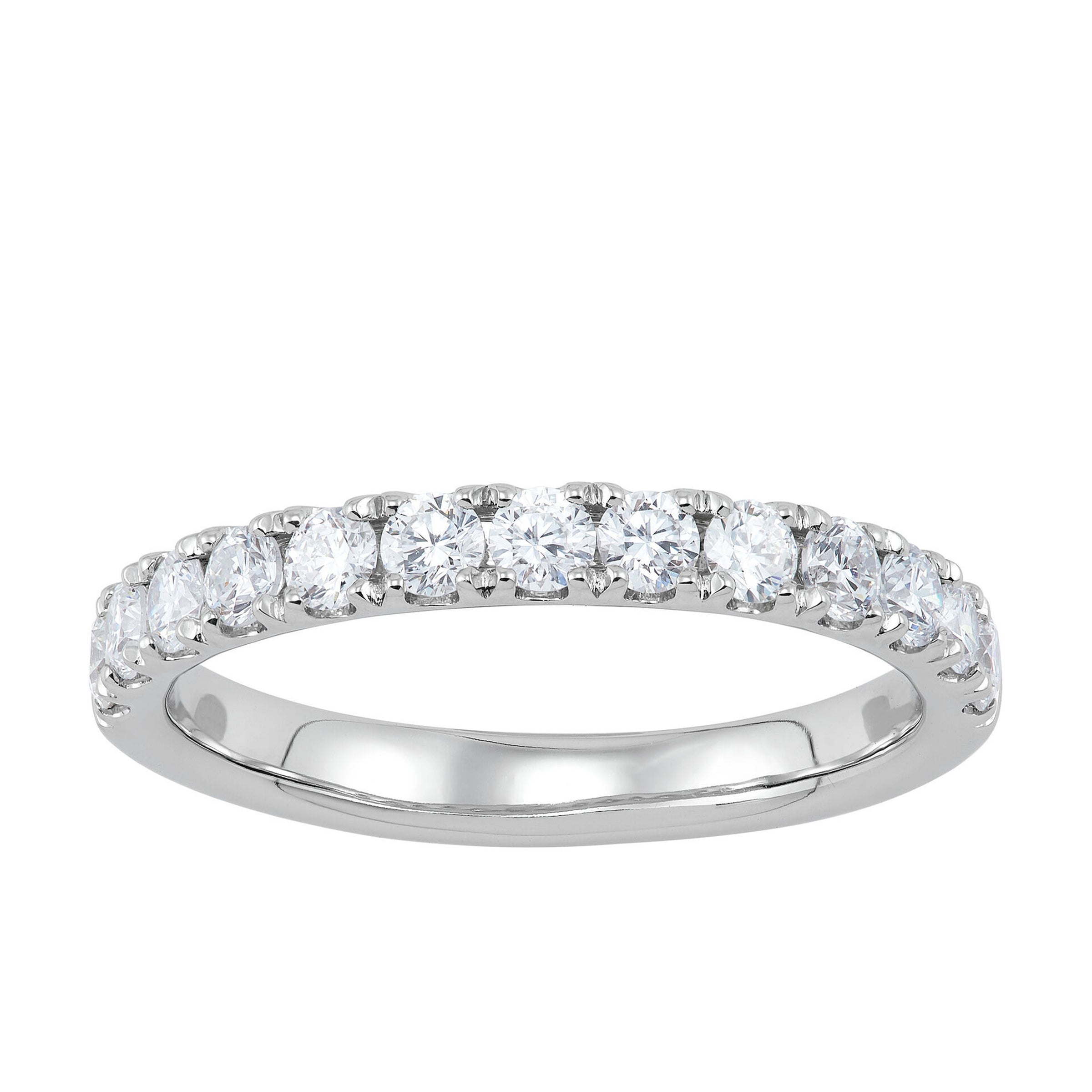 14K White Gold U-Style Round Lab-Grown Diamond Band