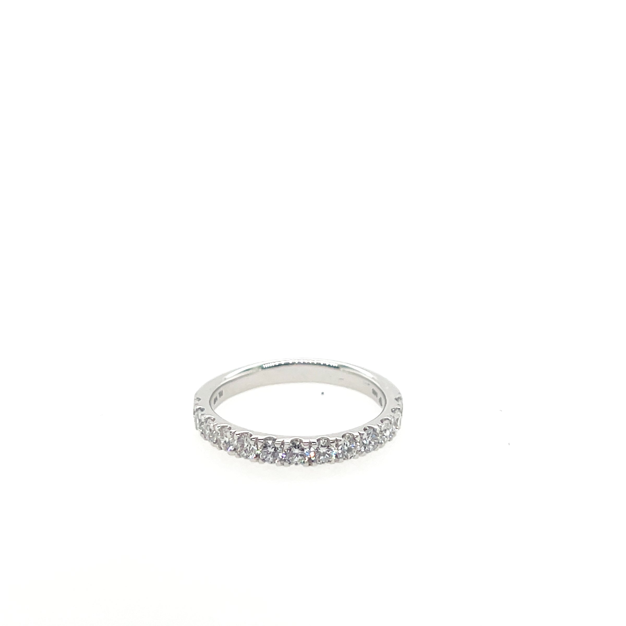 14K White Gold U-Style Round Lab-Grown Diamond Band