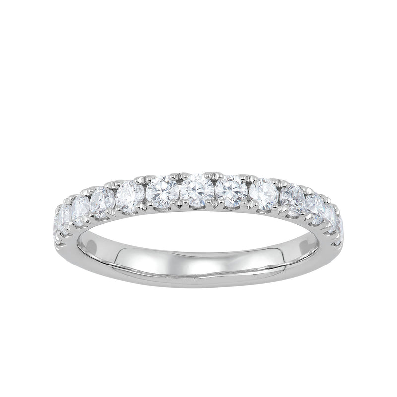 14K White Gold U-Style Round Lab-Grown Diamond Band - NAGI