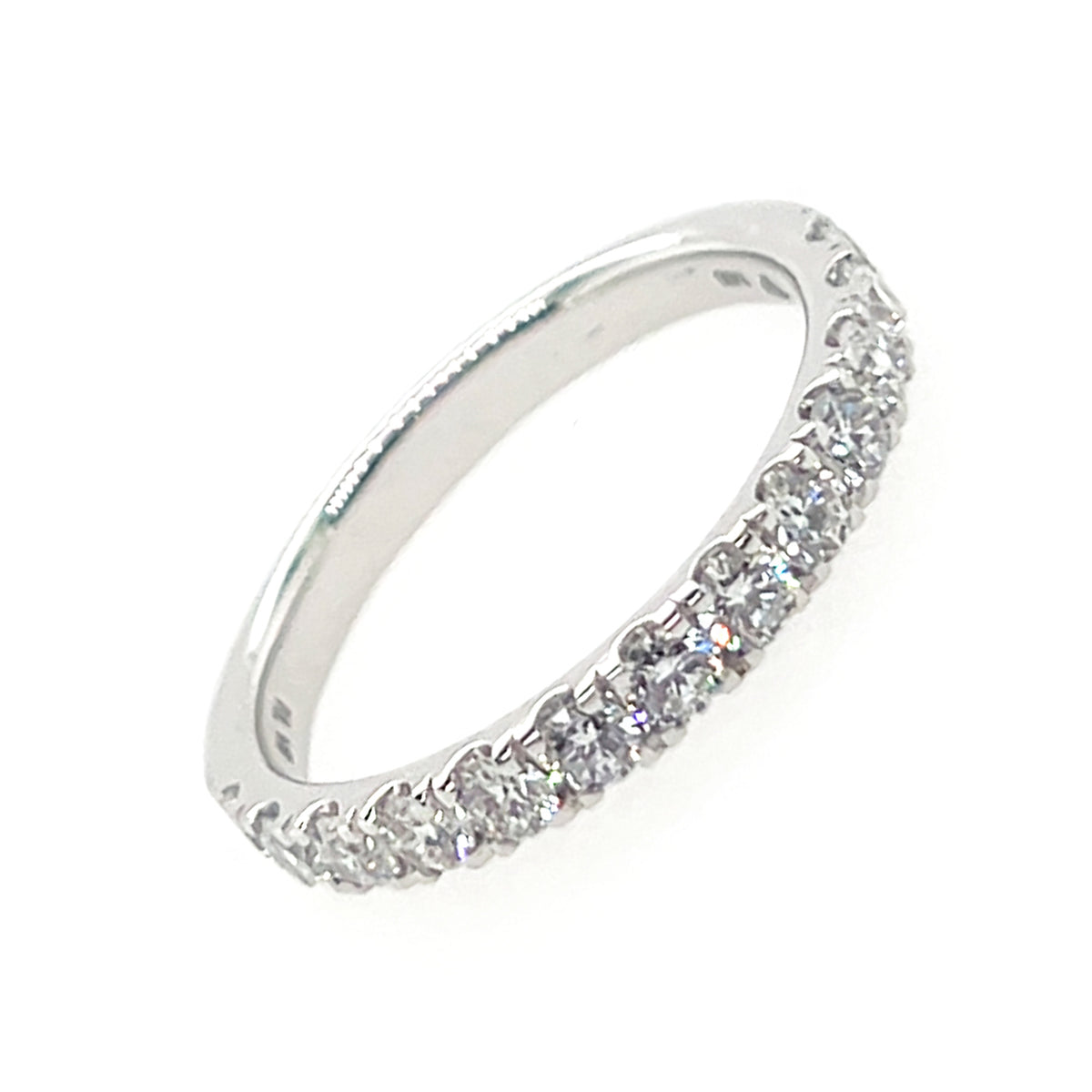 14K White Gold U-Style Round Lab-Grown Diamond Band - NAGI
