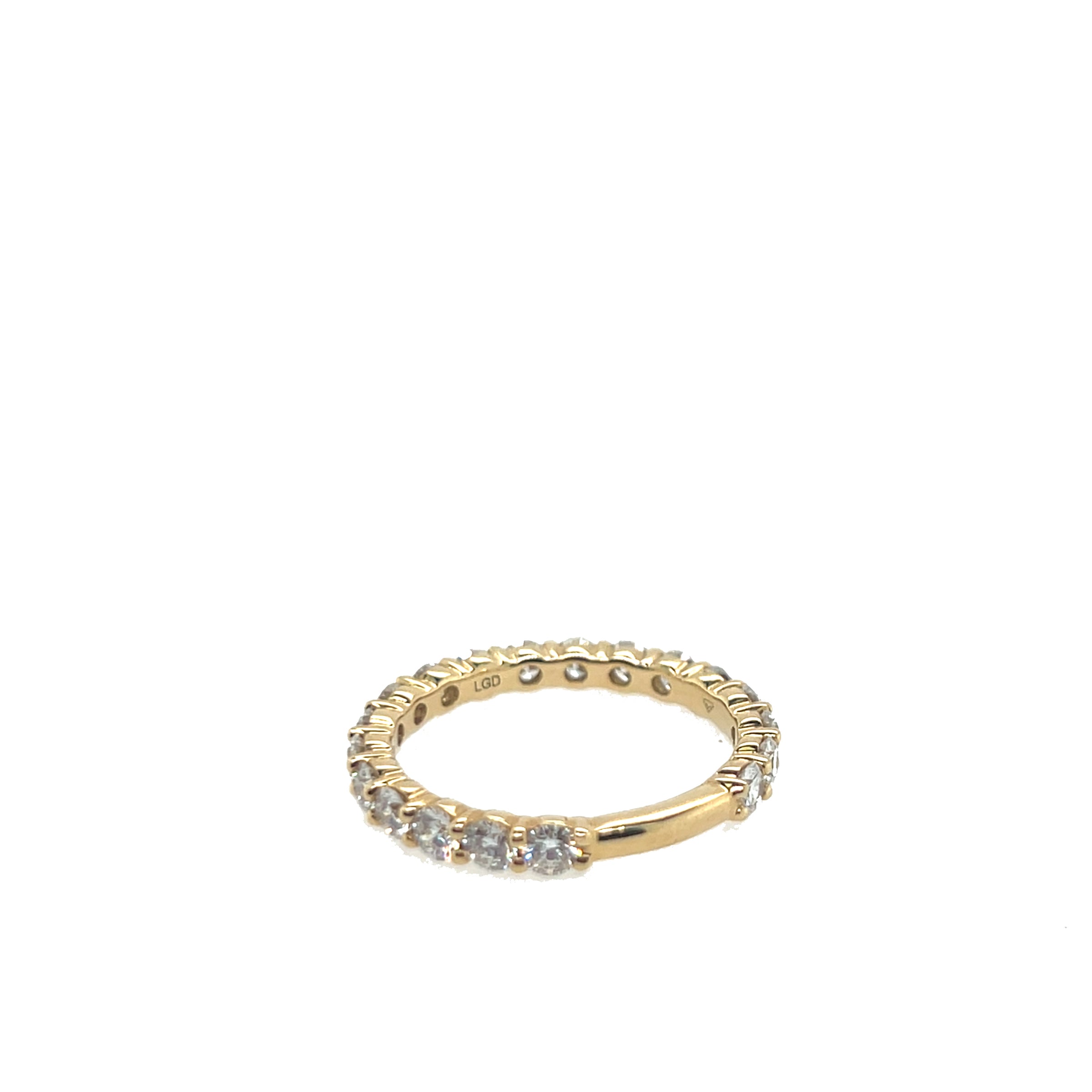 14K Yellow Gold Prong Sharing Round Lab-Grown Diamond Band