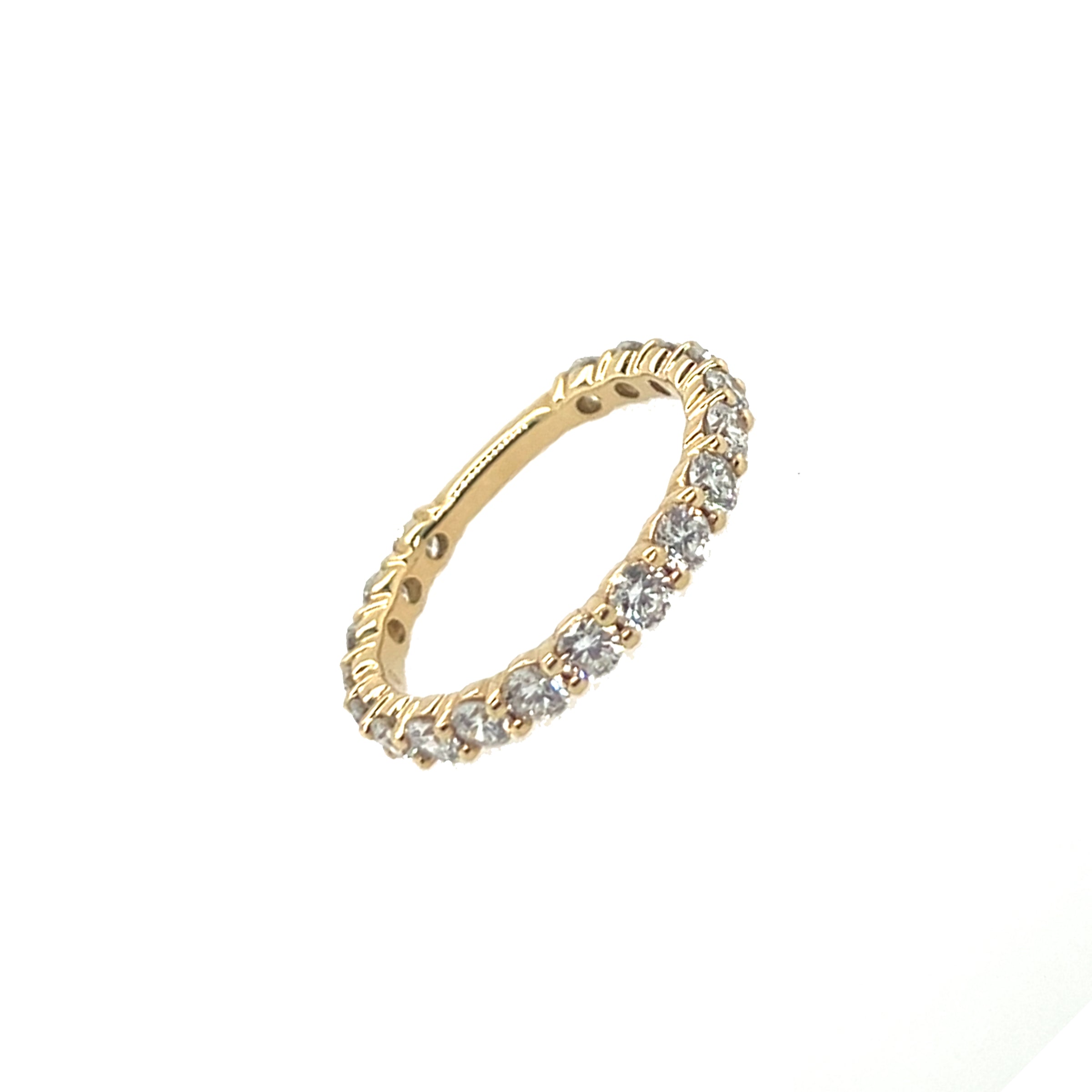 14K Yellow Gold Prong Sharing Round Lab-Grown Diamond Band