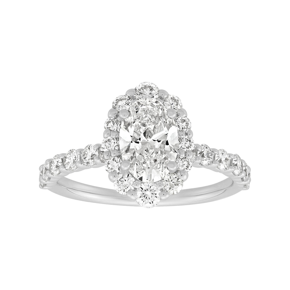 14K White Gold Lab-Grown Diamond Oval Halo Engagement Ring - NAGI
