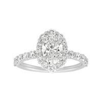 14K White Gold Lab-Grown Diamond Oval Halo Engagement Ring - NAGI