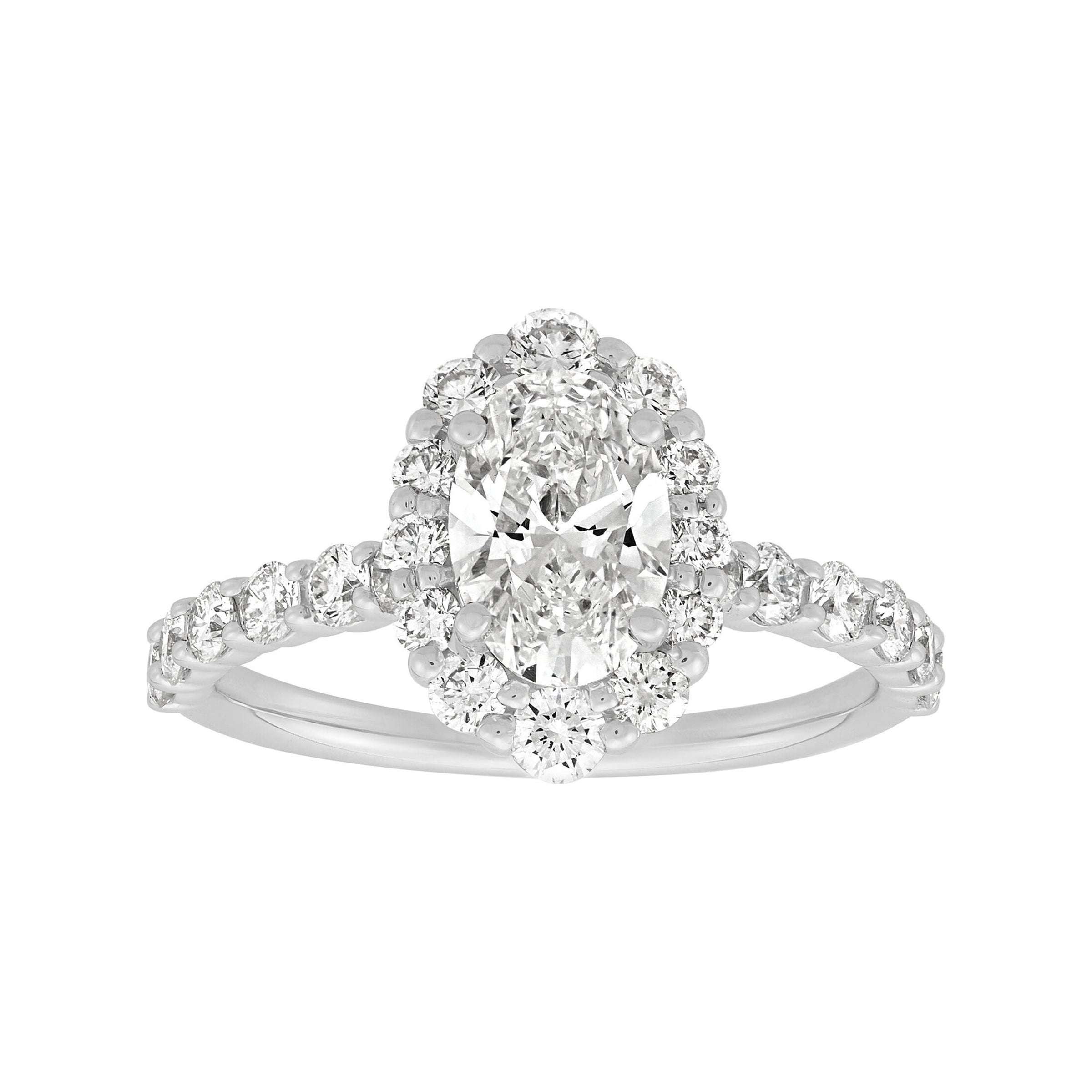14K White Gold Lab-Grown Diamond Oval Halo Engagement Ring - NAGI