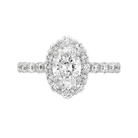 14K White Gold Lab-Grown Diamond Oval Halo Engagement Ring - NAGI