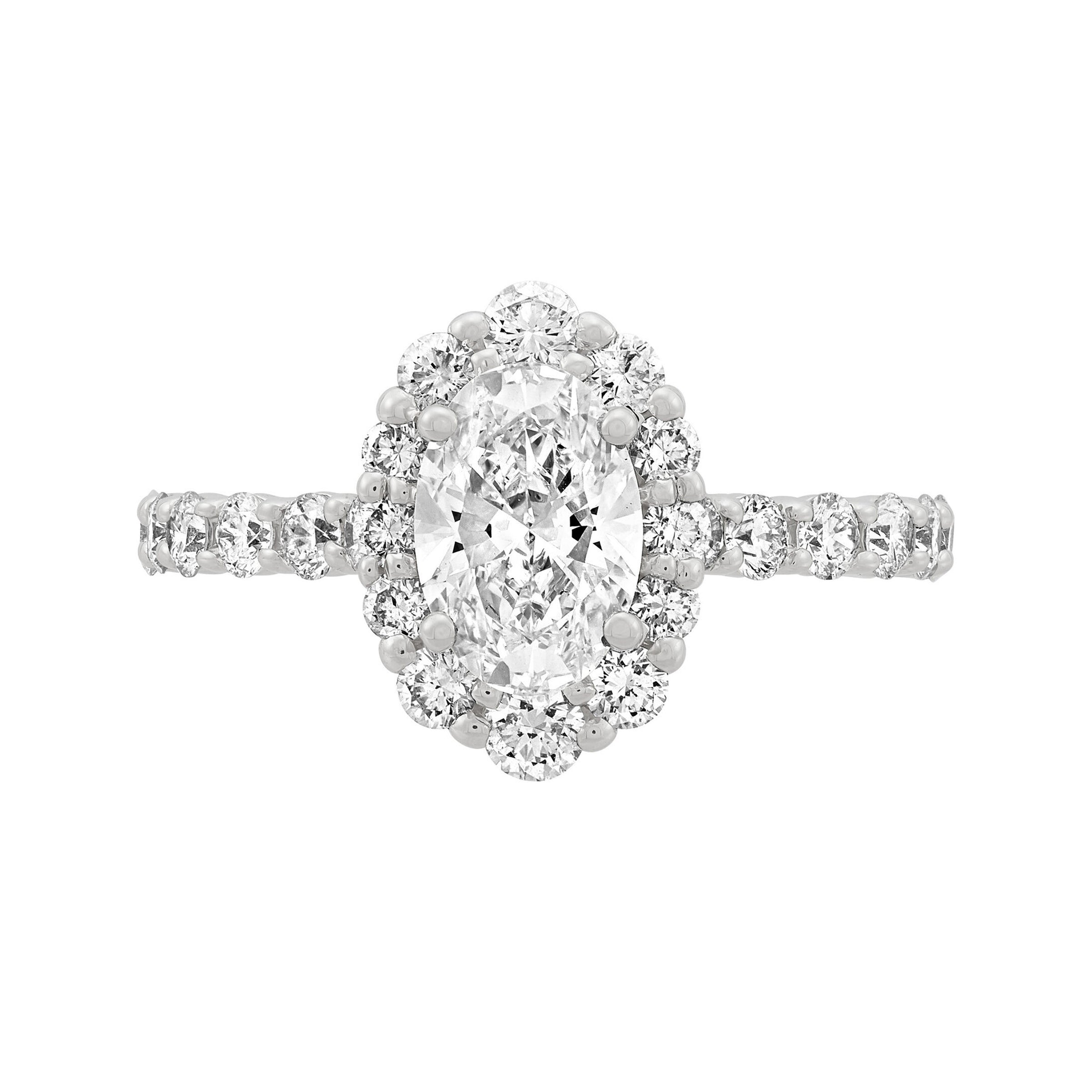 14K White Gold Lab-Grown Diamond Oval Halo Engagement Ring - NAGI