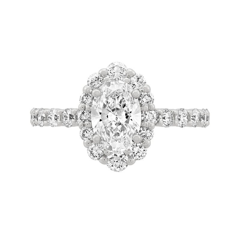 14K White Gold Lab-Grown Diamond Oval Halo Engagement Ring - NAGI