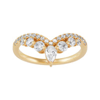 14K Yellow Gold Double Row Curved Lab-Grown Diamond Band