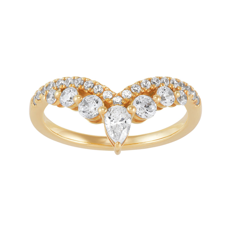 14K Yellow Gold Double Row Curved Lab-Grown Diamond Band - NAGI