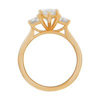 14K Yellow Gold 3-Stone Marquise & Trapazoid Lab Diamond Engagement Ring - NAGI