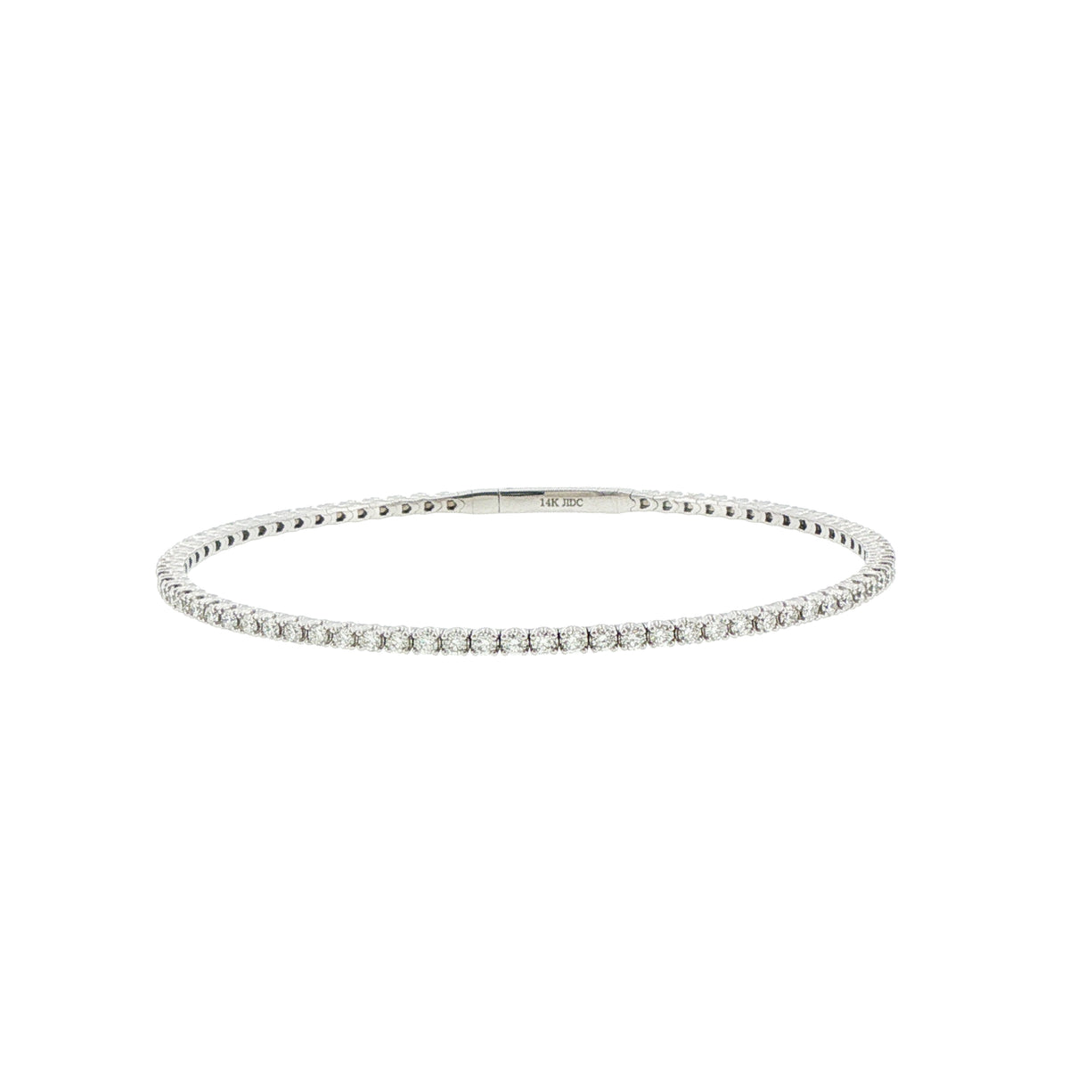 14K White Gold Flexible Diamond Bangle Bracelet