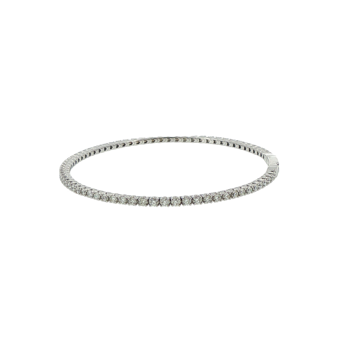14K White Gold Flexible Diamond Bangle Bracelet