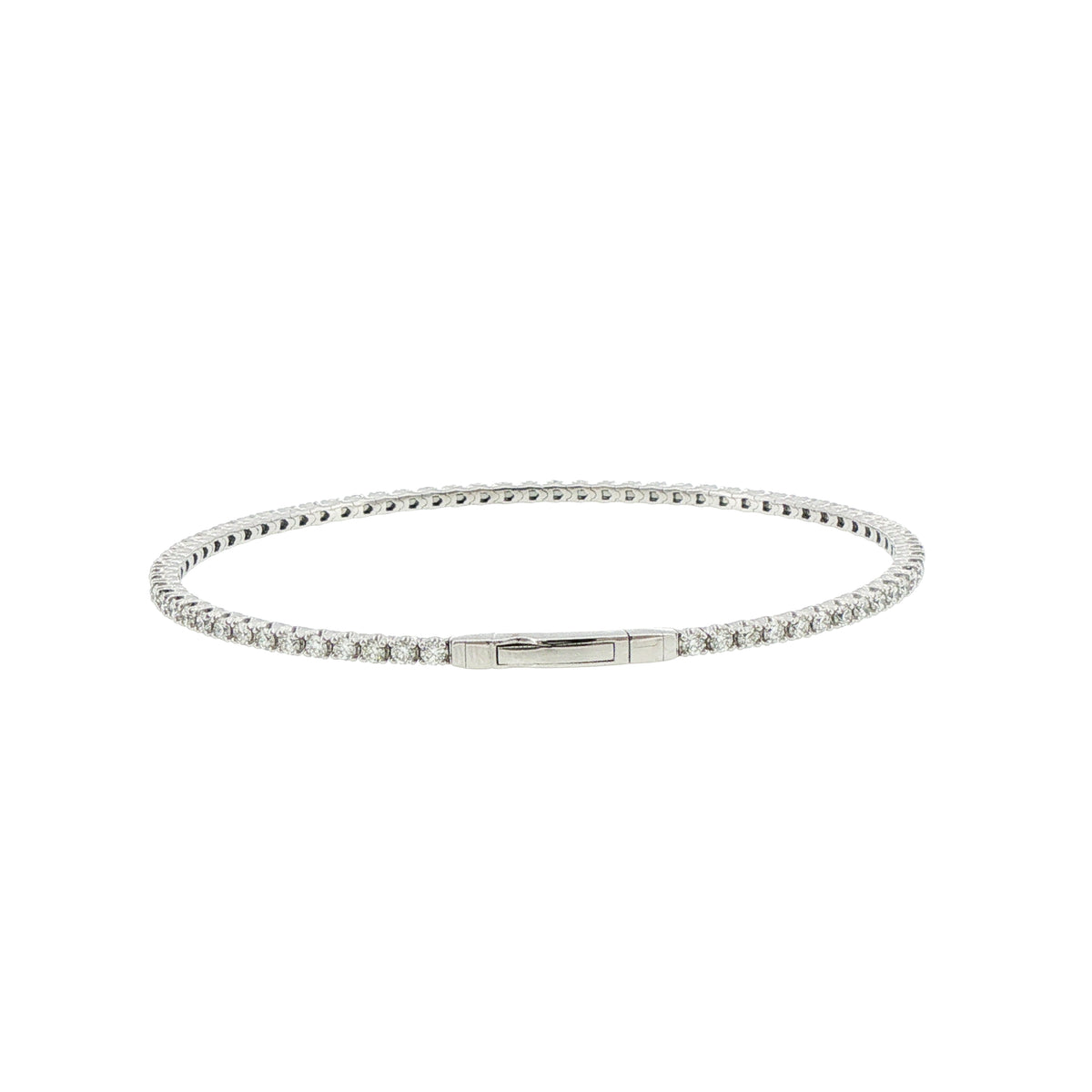 14K White Gold Flexible Diamond Bangle Bracelet