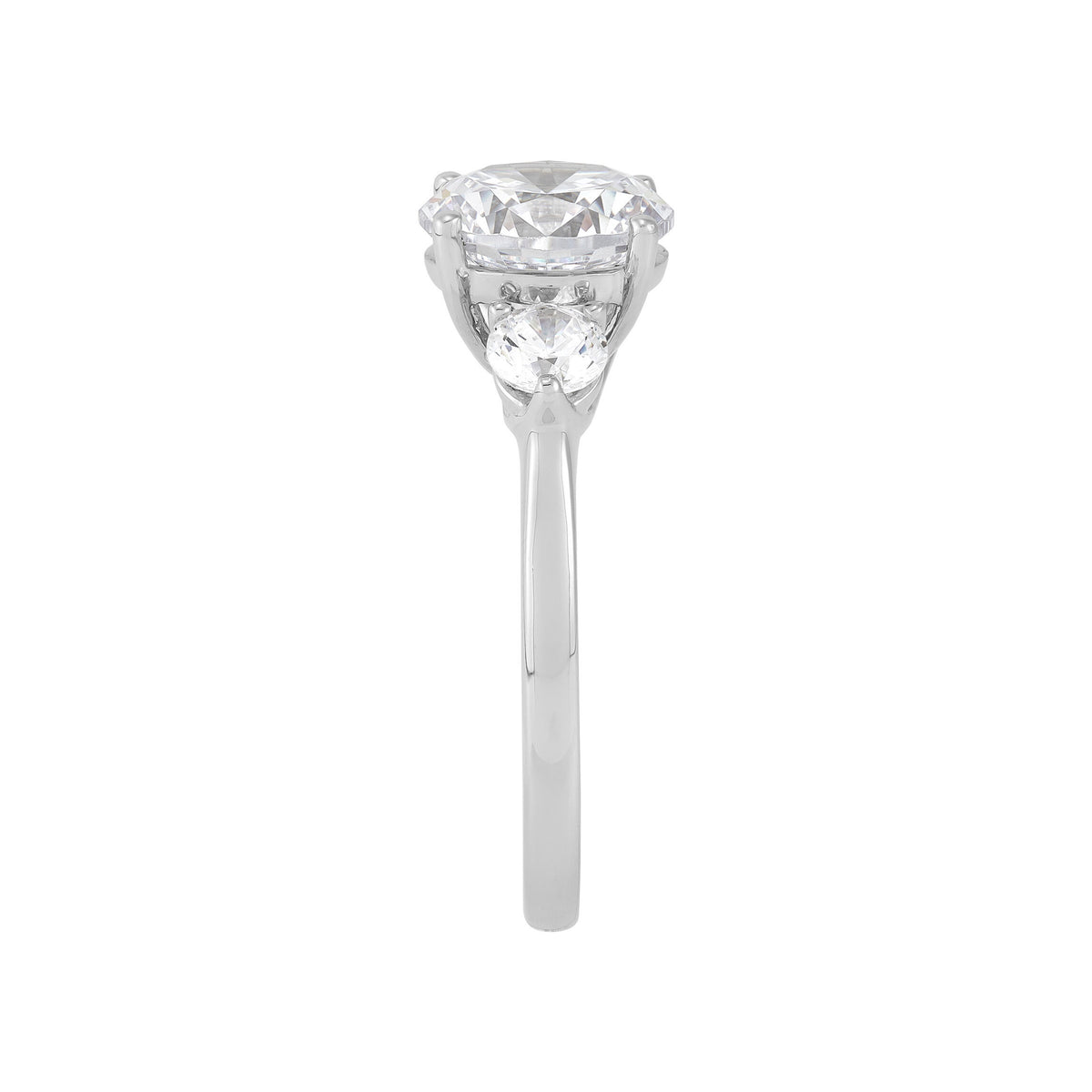 14K White Gold Lab-Grown Diamond 3-Stone Round Engageement Ring