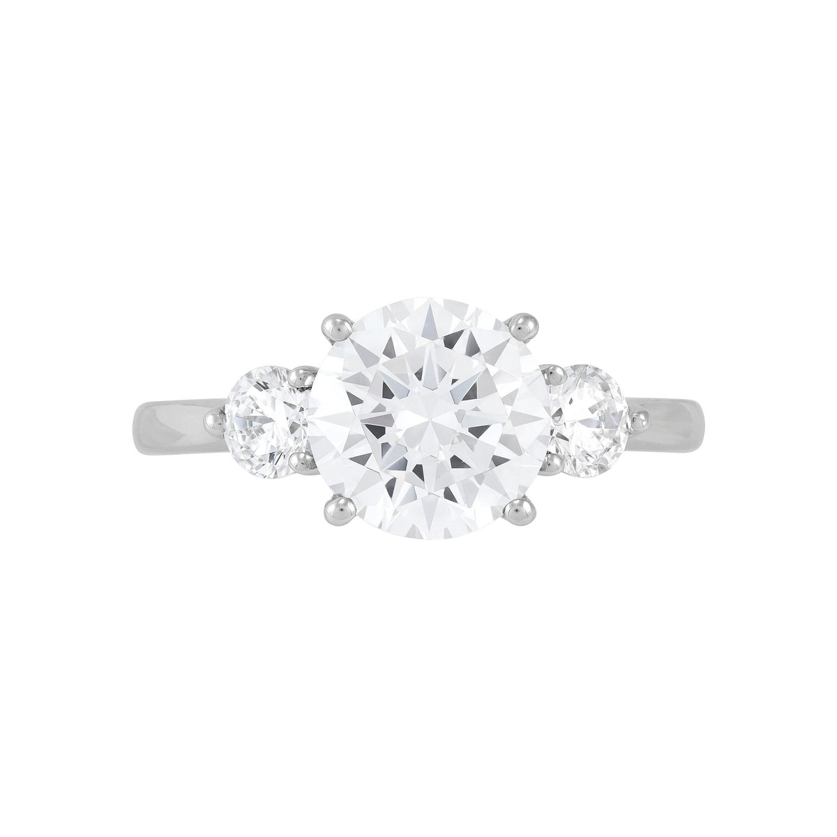 14K White Gold Lab-Grown Diamond 3-Stone Round Engageement Ring