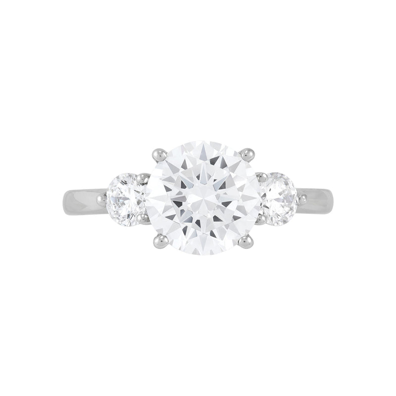 14K White Gold Lab-Grown Diamond 3-Stone Round Engageement Ring - NAGI