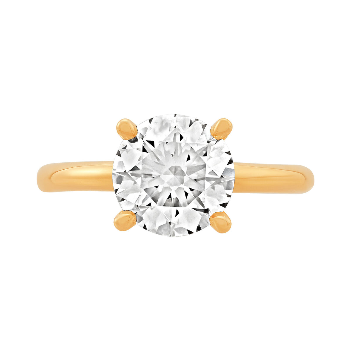 14K Yellow Gold Lab-Grown Diamond Solitaire Round Engagement Ring