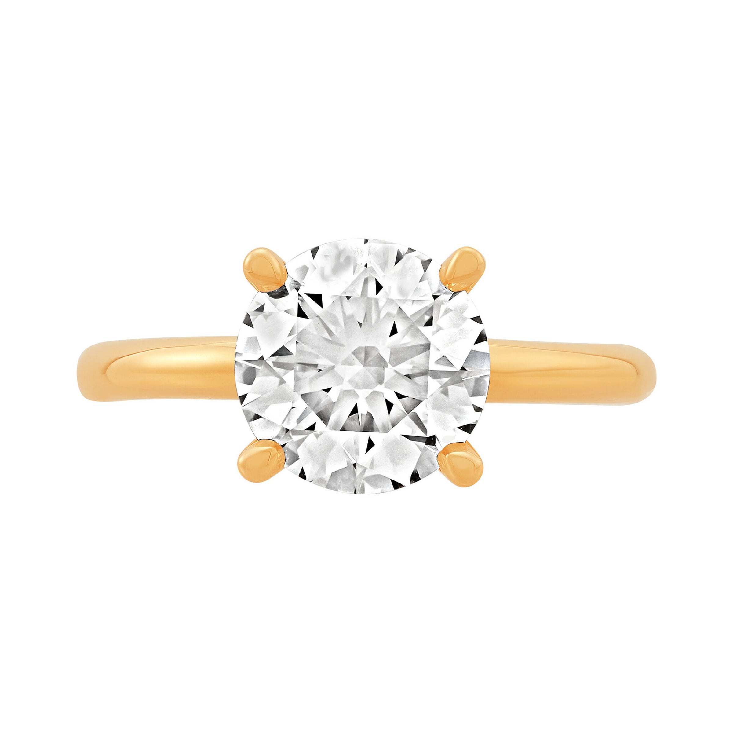 14K Yellow Gold Lab-Grown Diamond Solitaire Round Engagement Ring - NAGI