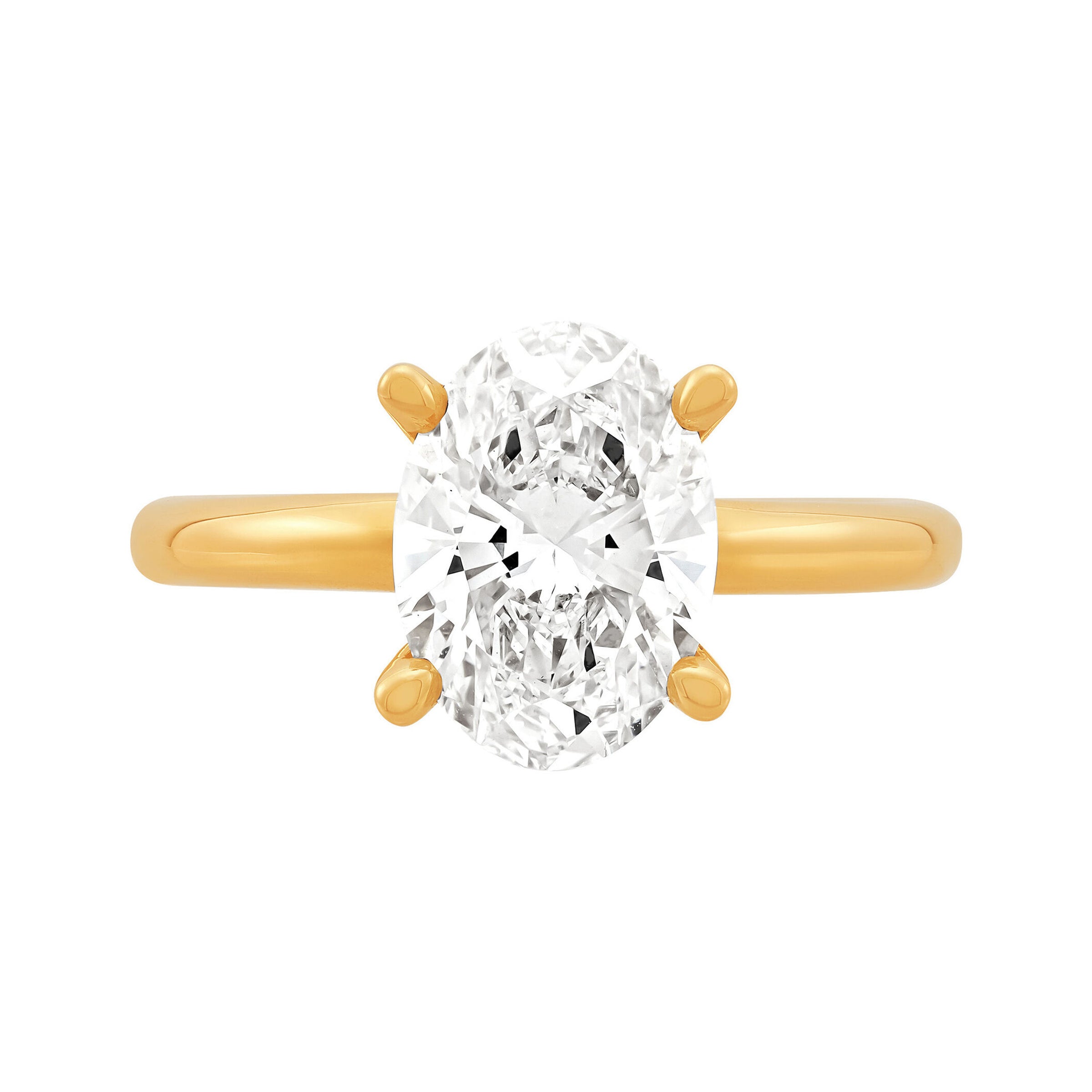 14K Yellow Gold Lab-Grown Diamond Solitaire Oval  Engagement Ring - NAGI