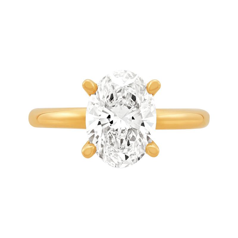 14K Yellow Gold Lab-Grown Diamond Solitaire Oval  Engagement Ring - NAGI