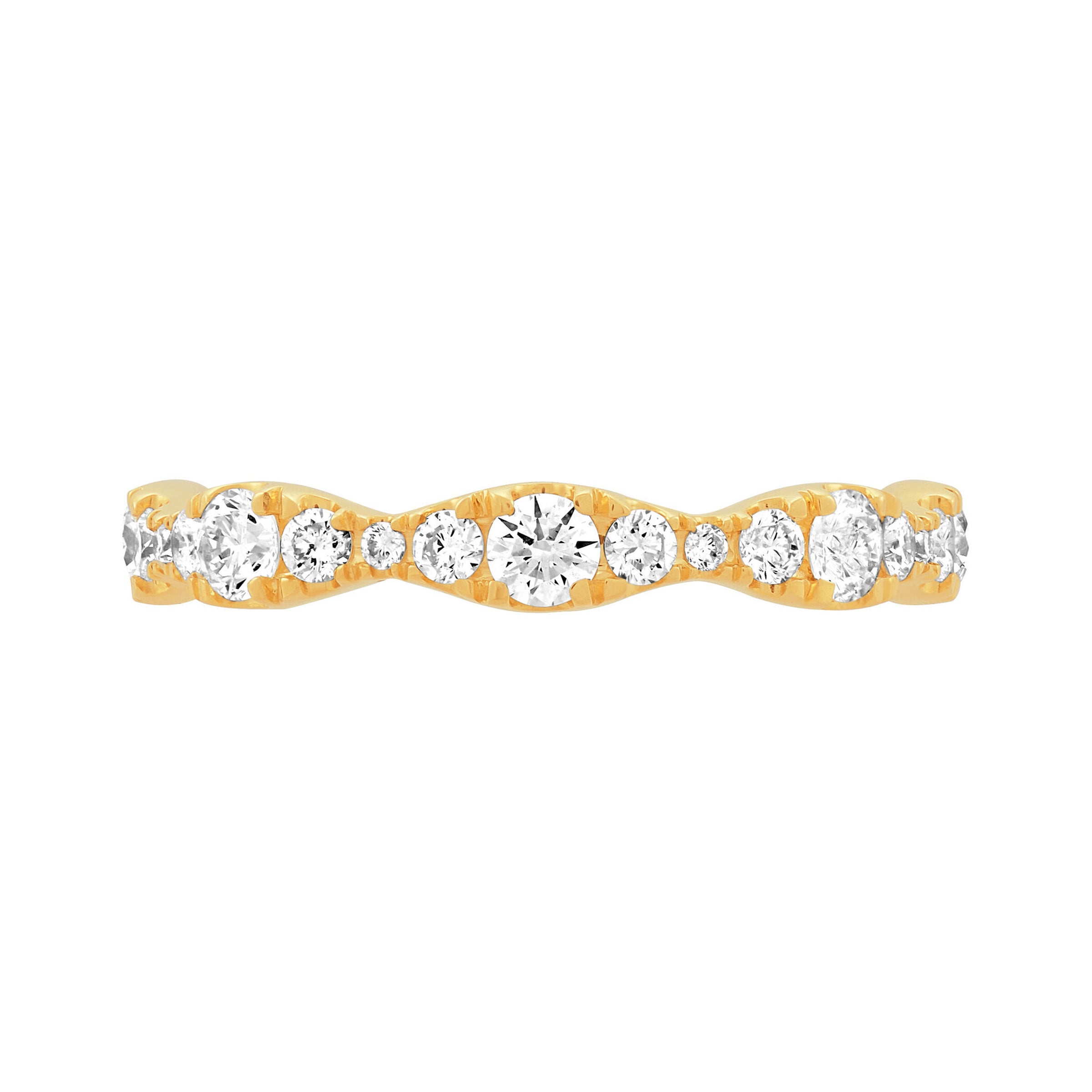 14K Yellow Gold Marquise Design Round Lab-Grown Diamond Band