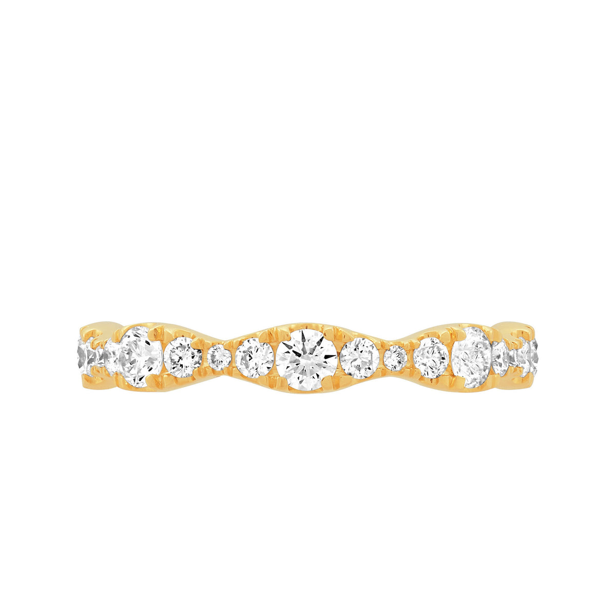 14K Yellow Gold Marquise Design Round Lab-Grown Diamond Band - NAGI