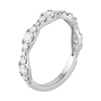 14K White Gold Marquise Design Round Lab-Grown Diamond Band