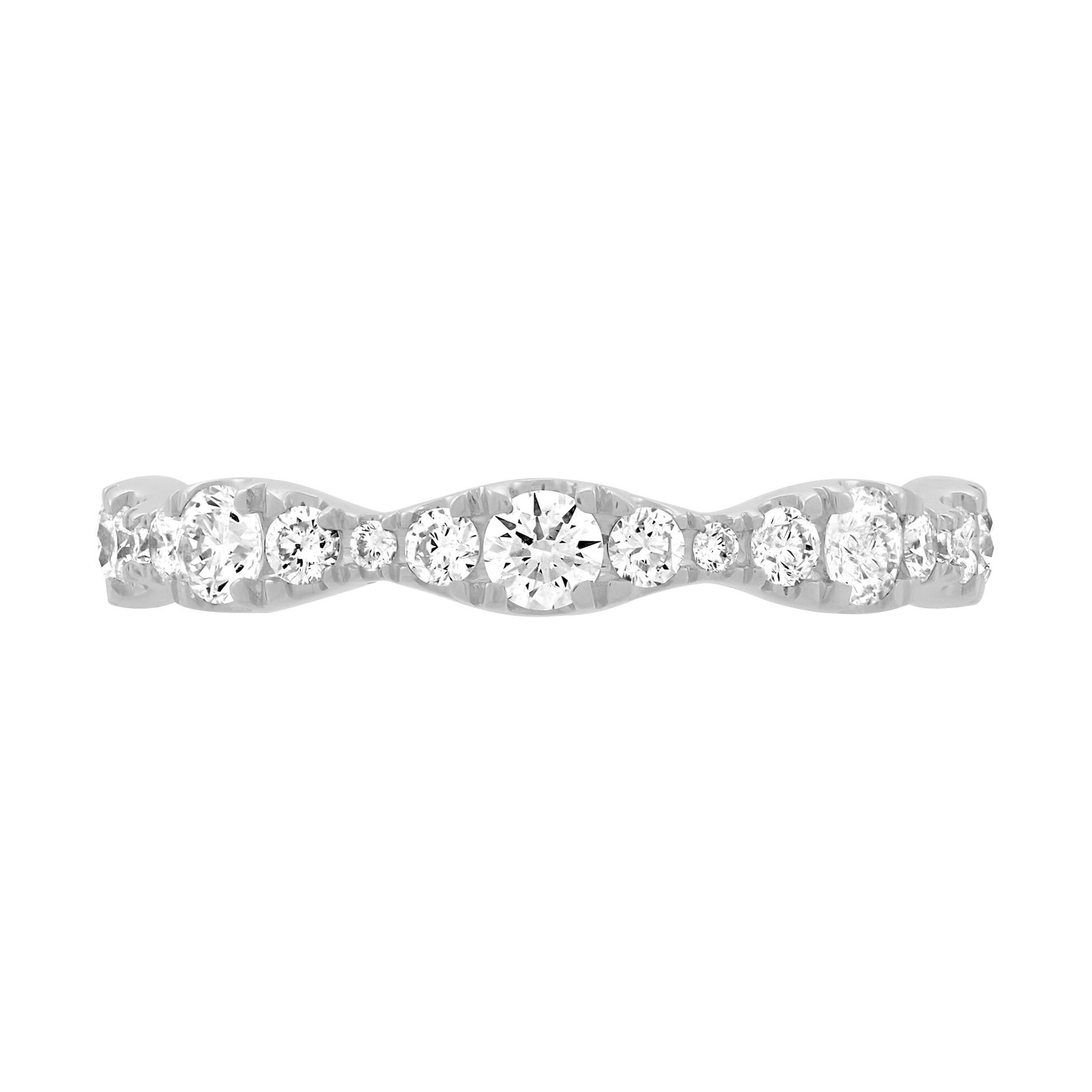 14K White Gold Marquise Design Round Lab-Grown Diamond Band