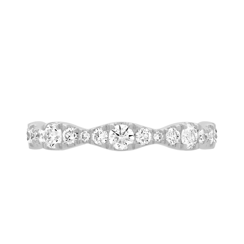 14K White Gold Marquise Design Round Lab-Grown Diamond Band - NAGI