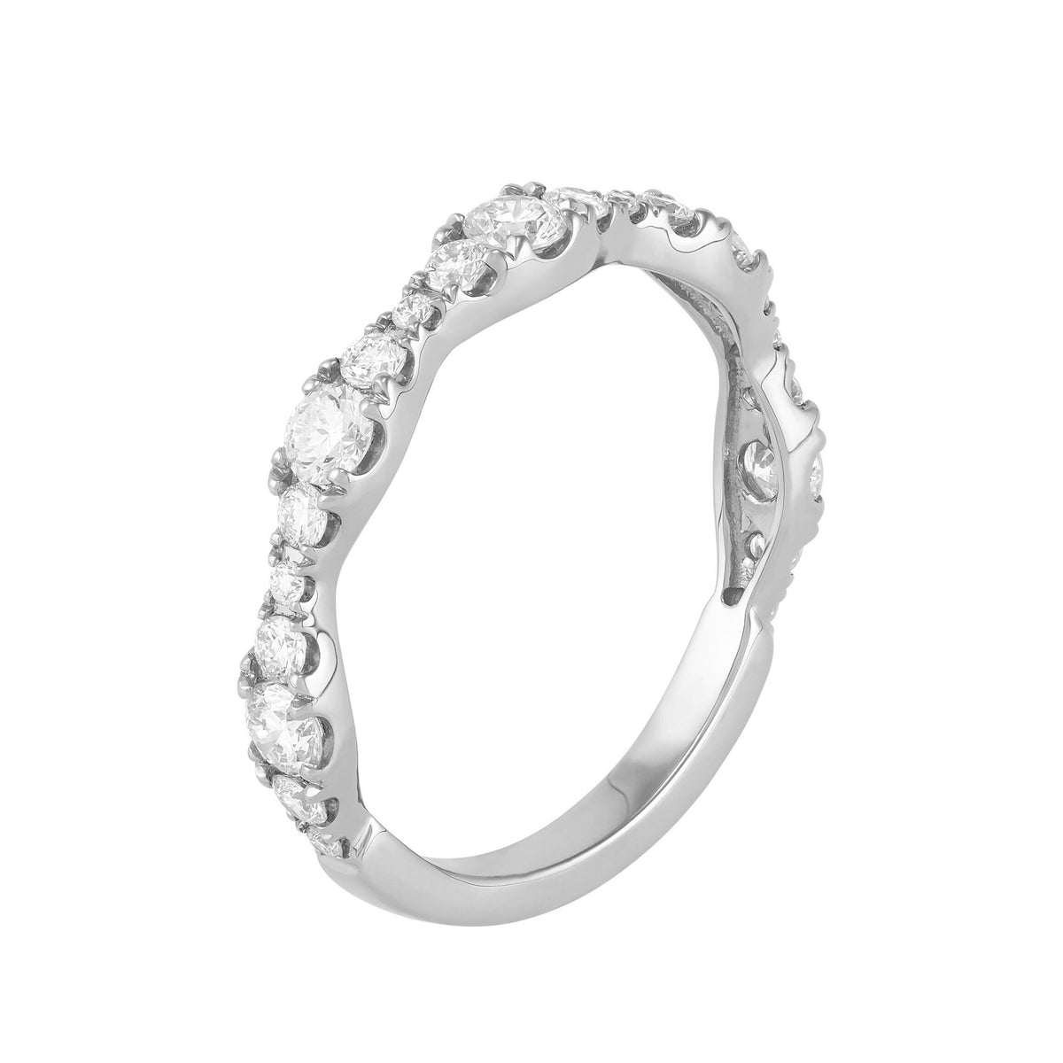 14K White Gold Marquise Design Round Lab-Grown Diamond Band - NAGI