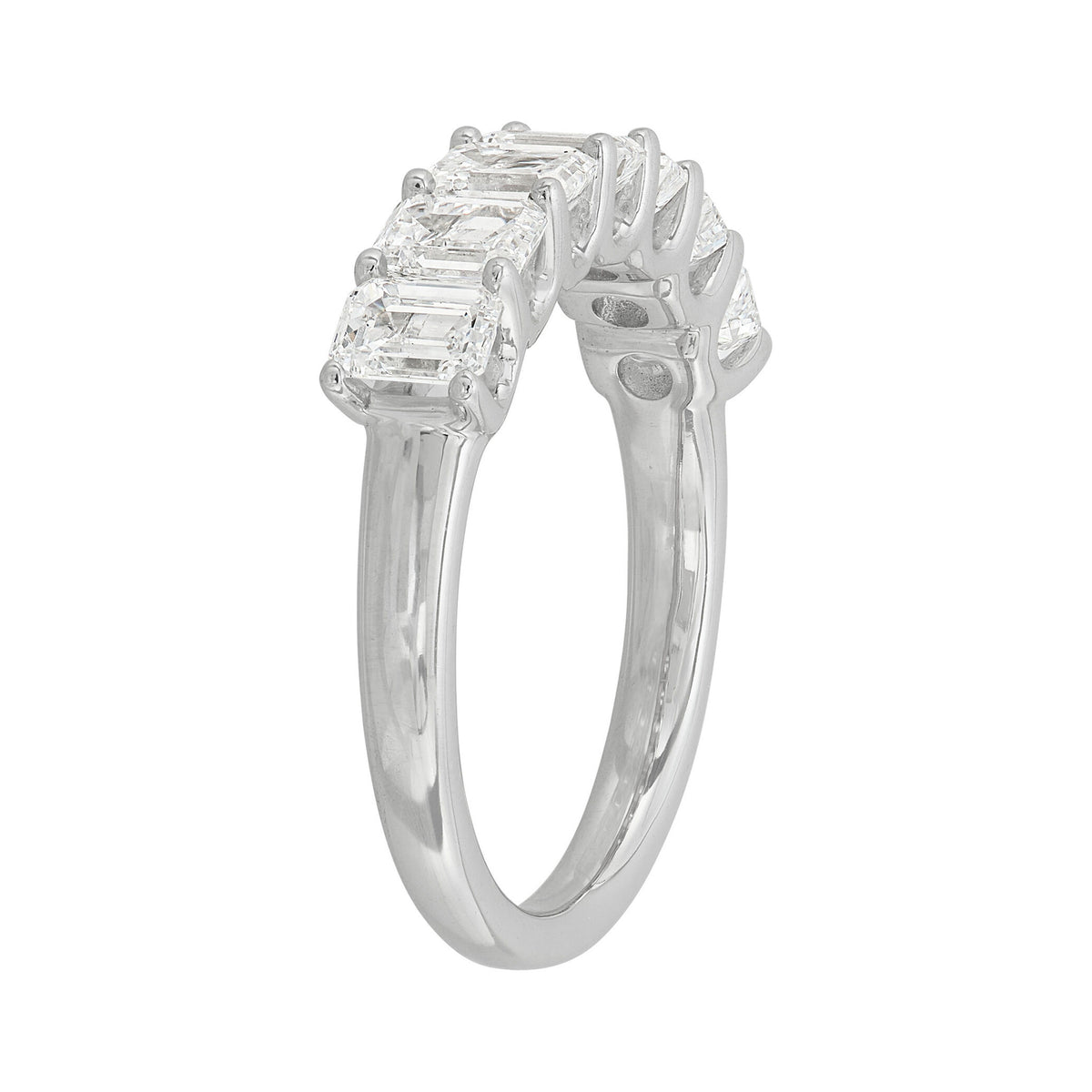 14K White Gold Emerald Cut Lab-Grown Diamond Band