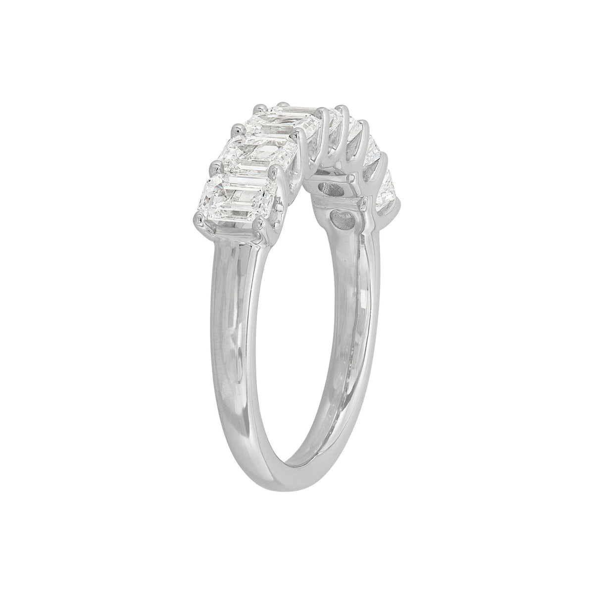 14K White Gold Emerald Cut Lab-Grown Diamond Band