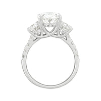 14K White Gold 3-Stone Oval Cut Lab Diamond Engagement Ring