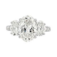 14K White Gold 3-Stone Oval Cut Lab Diamond Engagement Ring