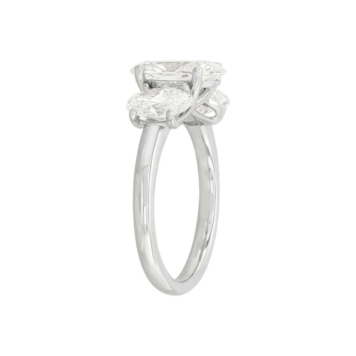 14K White Gold 3-Stone Oval Cut Lab-Grown Diamond Engagement Ring - NAGI