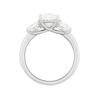 14K White Gold 3-Stone Oval Cut Lab-Grown Diamond Engagement Ring