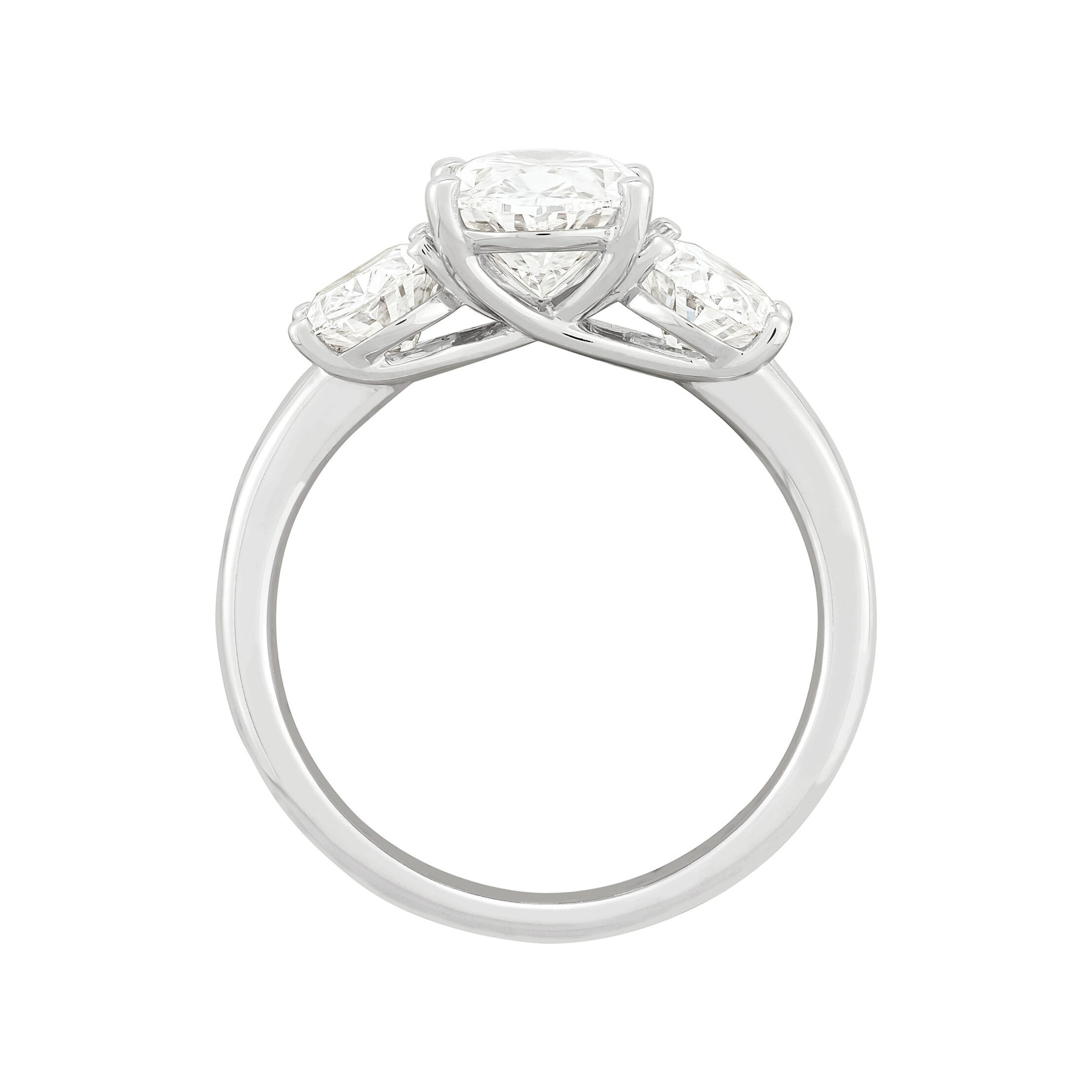 14K White Gold 3-Stone Oval Cut Lab-Grown Diamond Engagement Ring