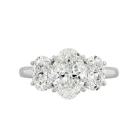 14K White Gold 3-Stone Oval Cut Lab-Grown Diamond Engagement Ring